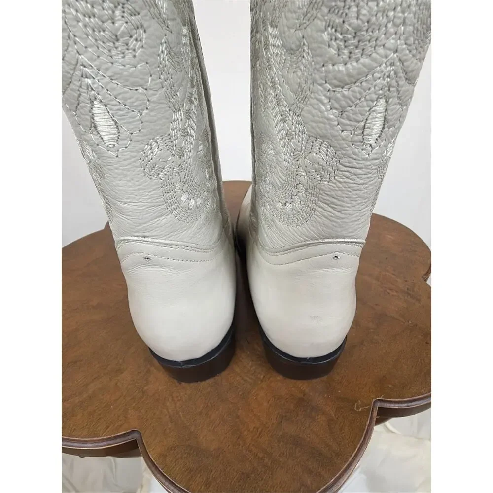 NWT Potrero Ivory Tonal Embroidery Pointed Toe Western Boot Men's Size 9 Mexico